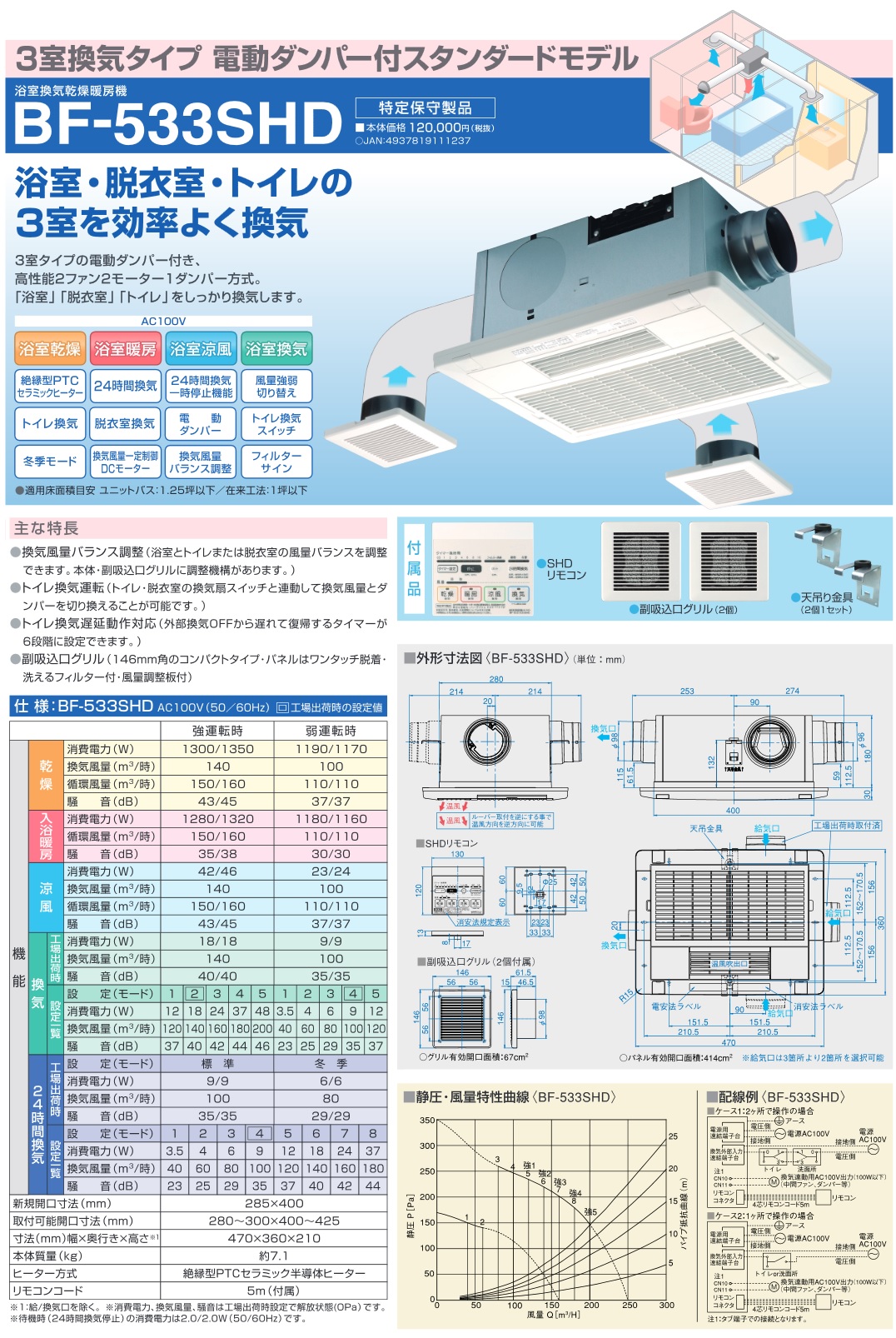 高須産業 浴室換気乾燥機 3室換気タイプ(100V) BF-533SHD 住宅 高須産業 浴室換気乾燥機 3室換気タイプ(100V) BF-533SHD 住宅