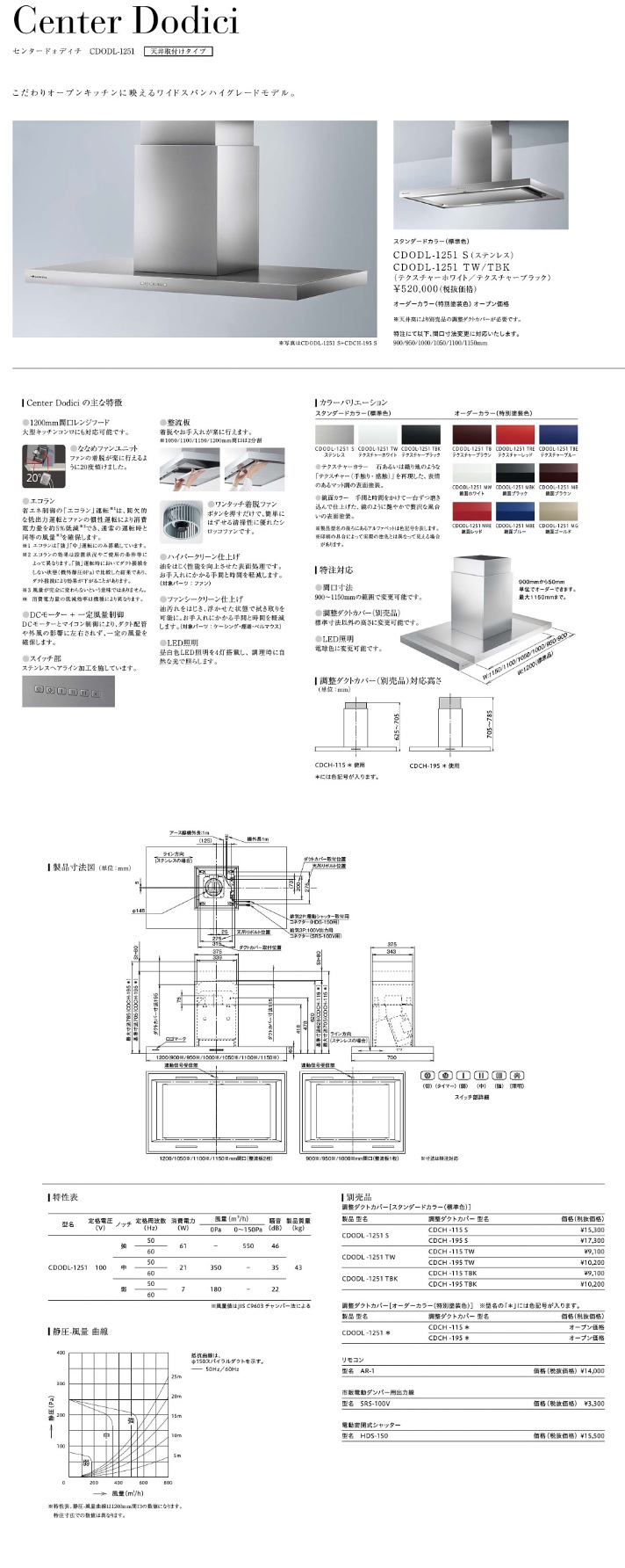 一番人気物 CDODL-1251TTP トープ ARIARIAFINA Center Dodici アリアフィーナ センター ドォディチ  ※ダクトカバーは別売です ※沖縄,離島への販売は出来ません